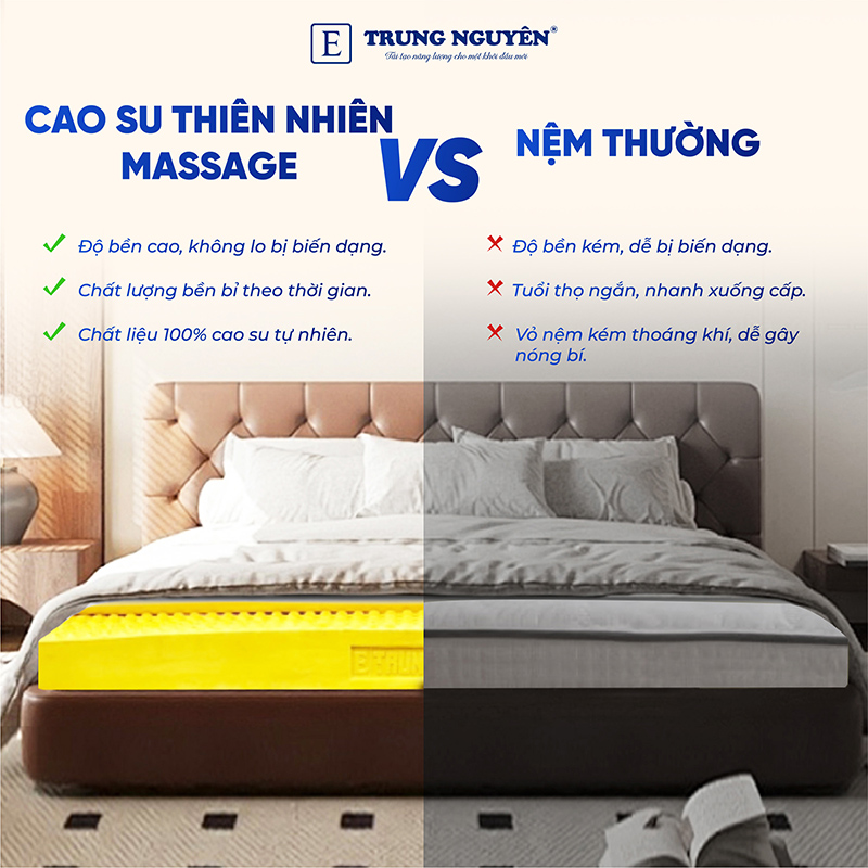 Đặc điểm nổi bật của sản phẩm nệm cao su thiên nhiên Trung Nguyên Massage Đặc điểm nổi bật của sản phẩm nệm cao su thiên nhiên Trung Nguyên Massage