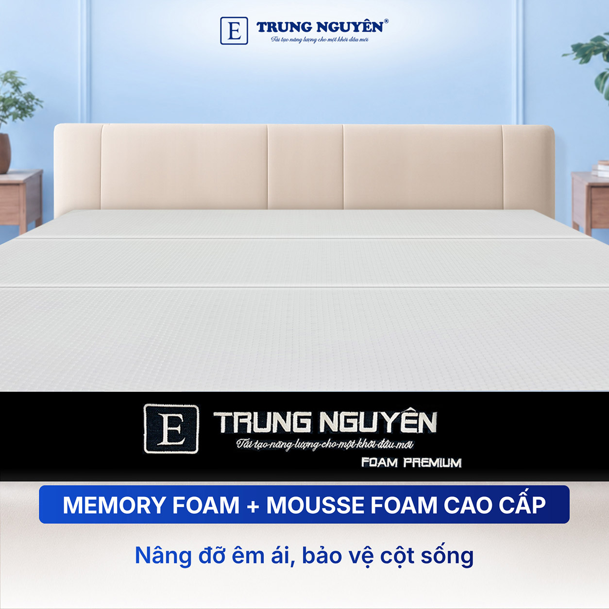 Chất liệu Memory Foam + Mousse Foam cao cấp Chất liệu Memory Foam + Mousse Foam cao cấp