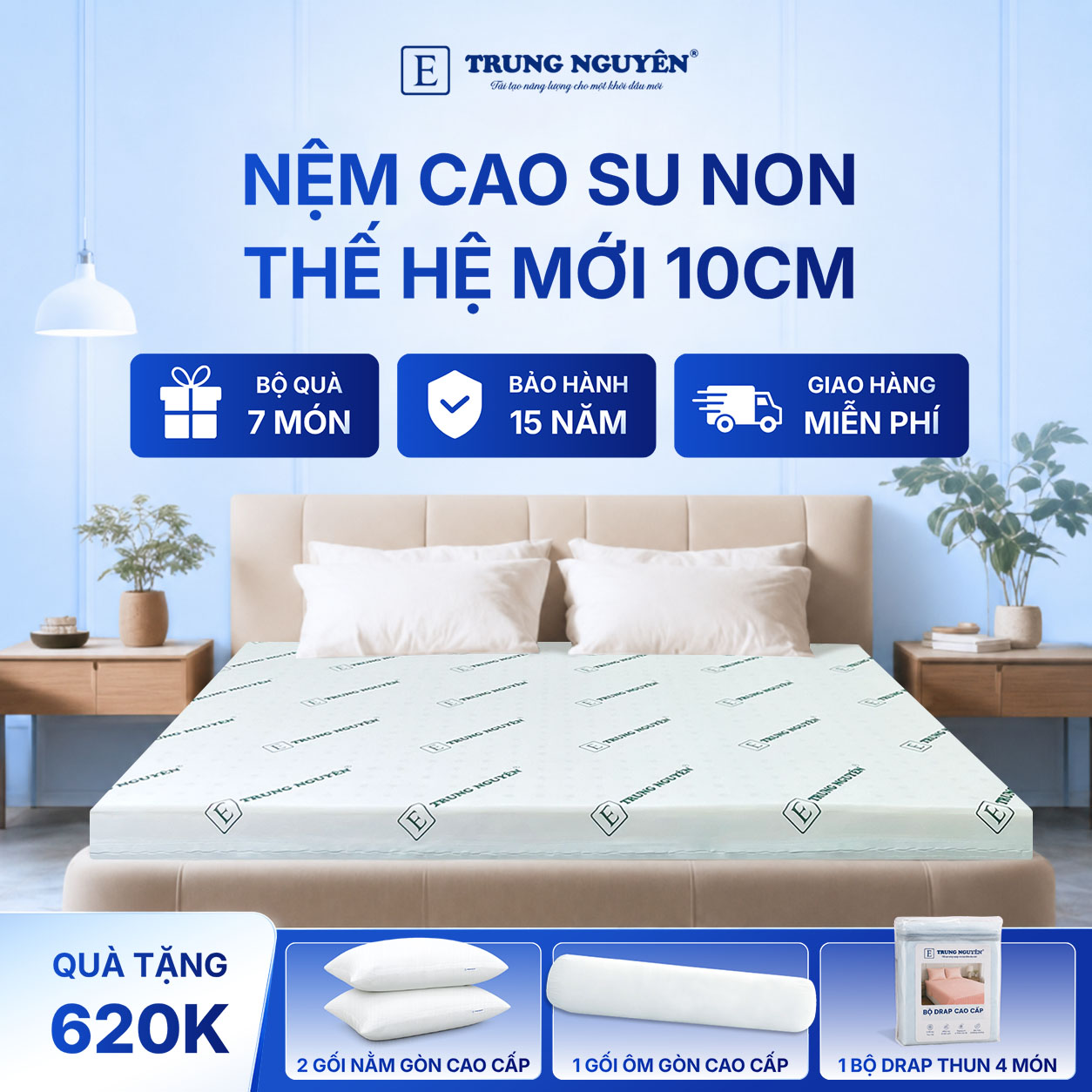 Nệm cao su non 10cm Trung Nguyên 1