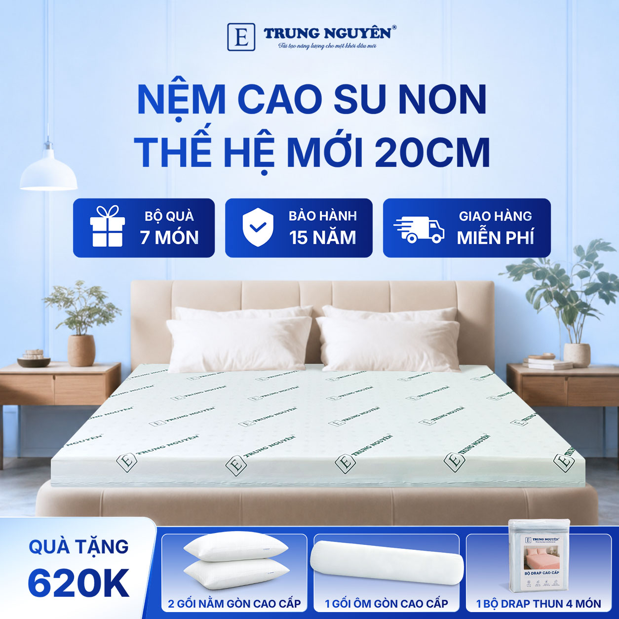 Nệm cao su non 20cm Trung Nguyên 1