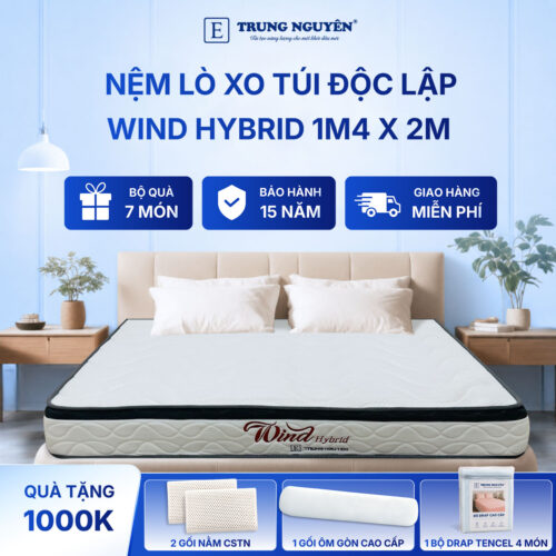 Nệm lò xo túi độc lập wind hybrid Trung Nguyên 1m4 x 2m 60