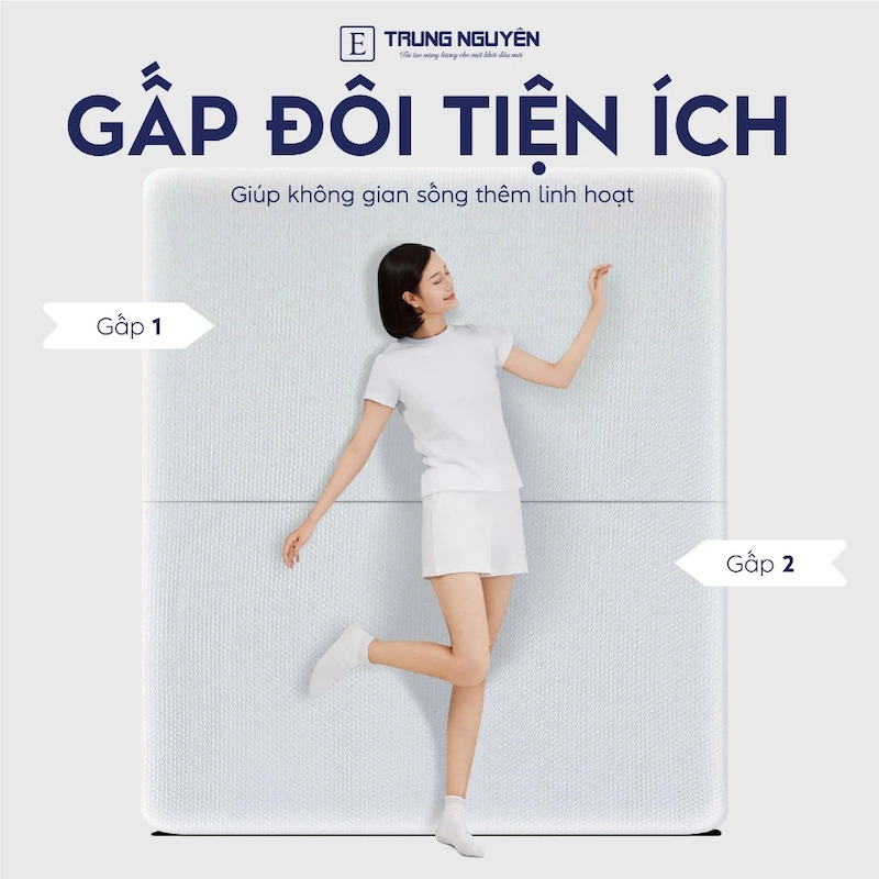 Nệm Foam Hoạt Tính Premium Trung Nguyên gấp 2 dày 5cm
