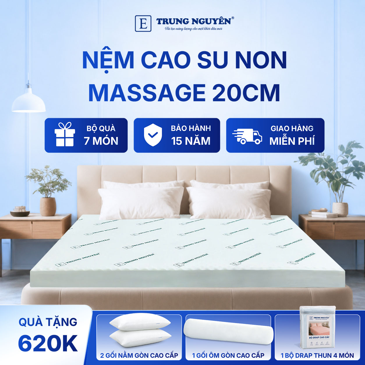 Nệm cao su non massage 20cm Trung Nguyên 1