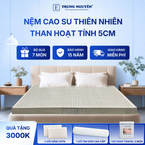 Nệm cao su thiên nhiên Trung Nguyên than hoạt tính 5cm 60