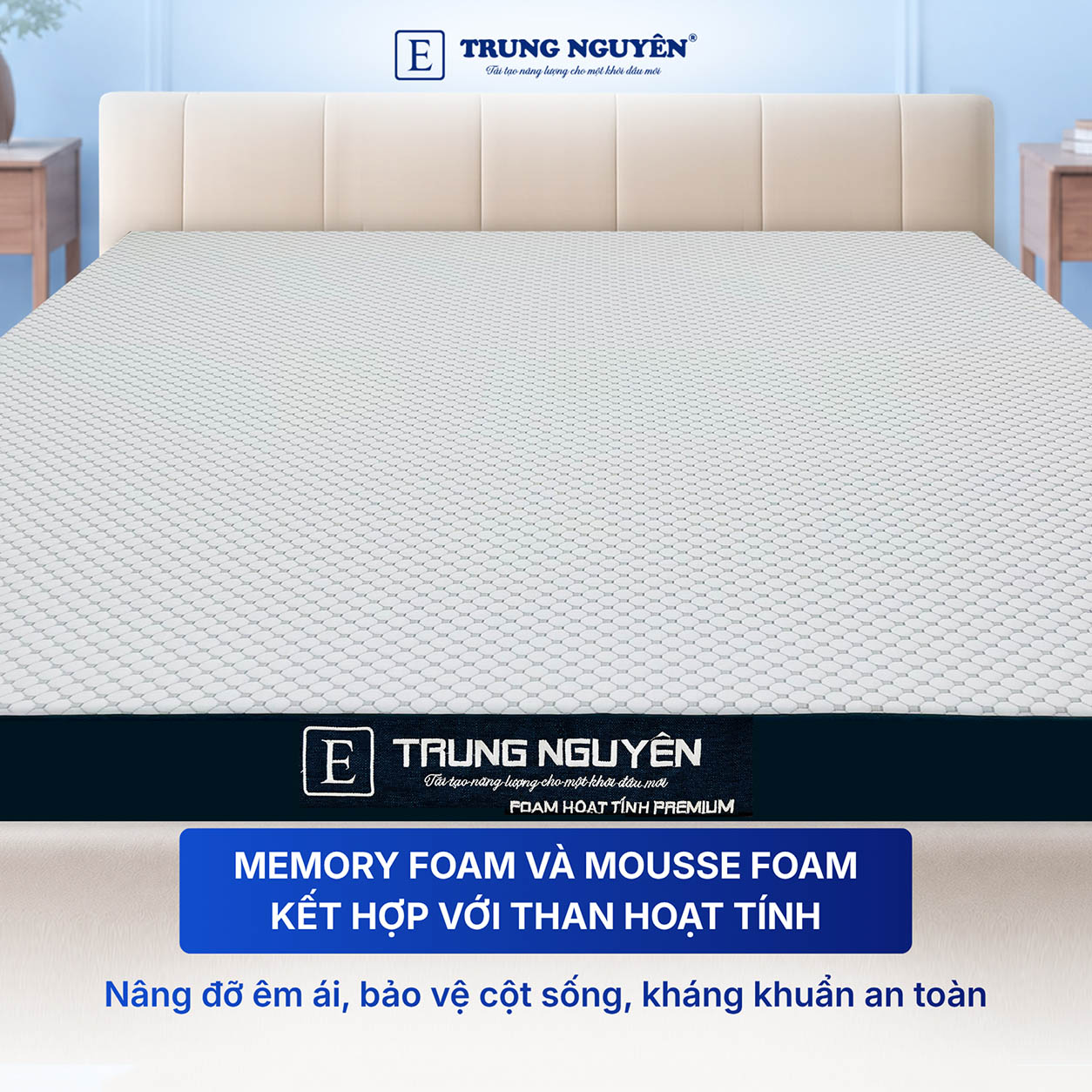 Nệm Foam Hoạt Tính Premium Trung Nguyên