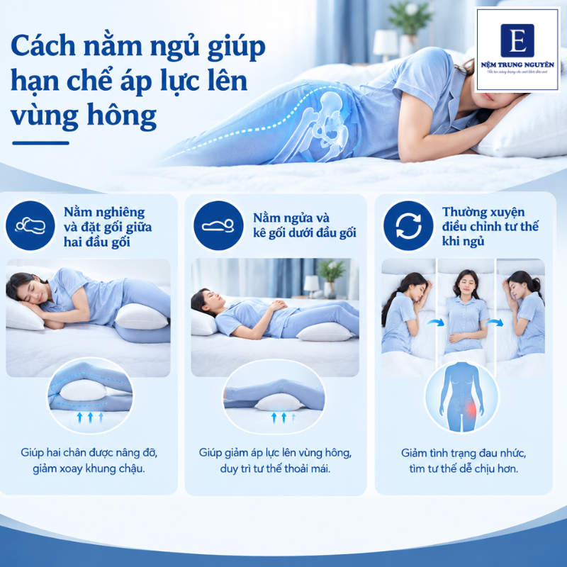 Cách nằm ngủ giúp hạn chế áp lực lên vùng hông
