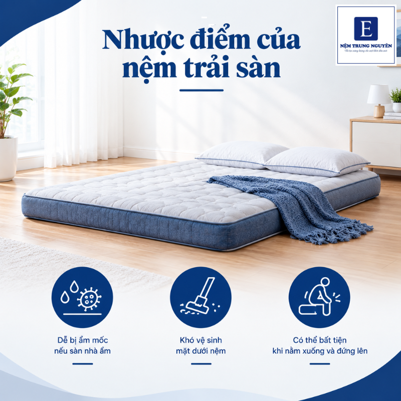 Nhược điểm khi sử dụng nệm trải sàn