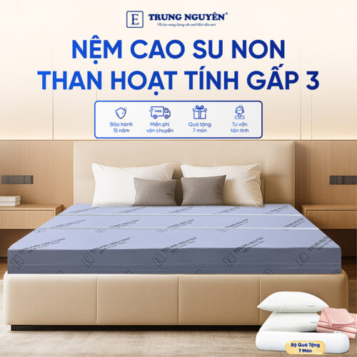 Nệm Cao Su Non Hoạt Tính Trung Nguyên Gấp 3 1m8 x 2m