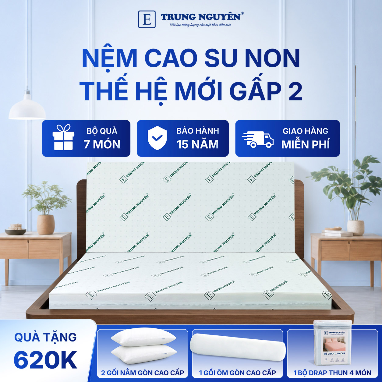 Nệm cao su non Trung Nguyên gấp 2 1.1