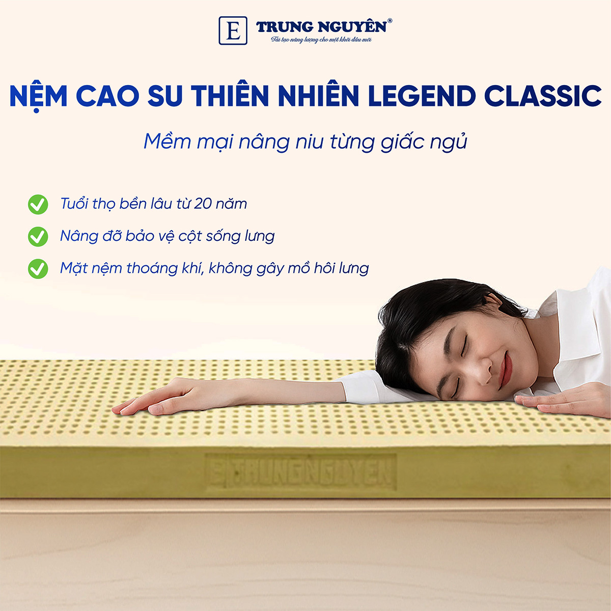 Nệm cao su thiên nhiên Legend Classic Trung Nguyên