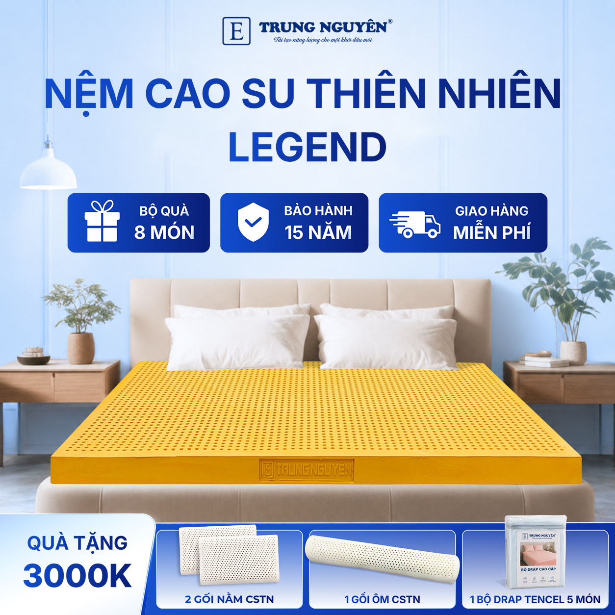 Nệm cao su thiên nhiên Trung Nguyên legend 60