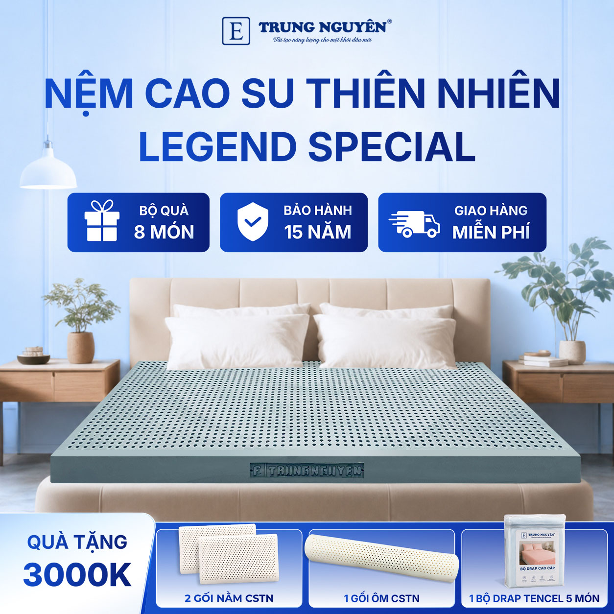 Nệm cao su thiên nhiên Trung Nguyên legend special 60