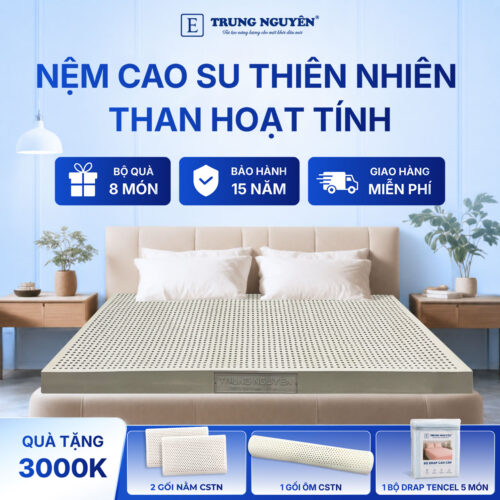 Nệm cao su thiên nhiên Trung Nguyên than hoạt tính 60