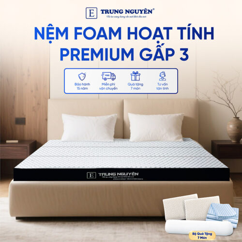 Nệm Foam Hoạt Tính Premium Trung Nguyên Gấp 3