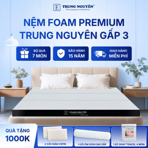 Nệm foam premium Trung Nguyên gấp 3 30