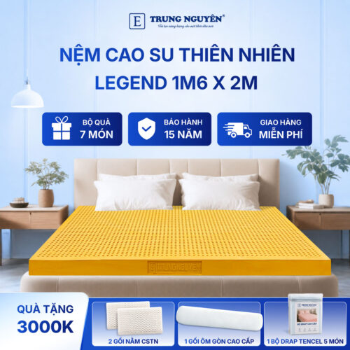 Nệm cao su thiên nhiên Trung Nguyên legend 1m6 x 2m 60