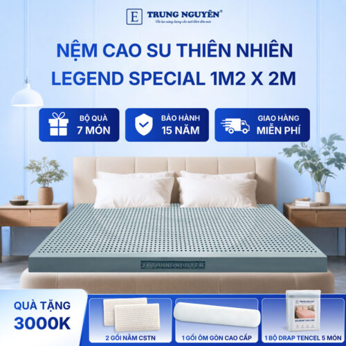 Nệm cao su thiên nhiên Trung Nguyên Legend Special 1m2x2m 60