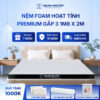 Nệm foam hoạt tính premium Trung Nguyên gấp 3 1m8 x 2m 60