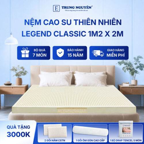 Nệm cao su thiên nhiên Trung Nguyên legend classic 1m2 x 2m 60