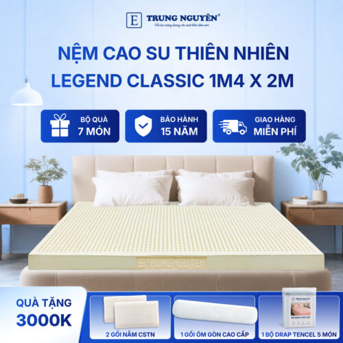 Nệm cao su thiên nhiên Trung Nguyên legend classic 1m4 x 2m 60