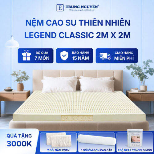 Nệm cao su thiên nhiên Trung Nguyên legend classic 2m x 2m 60
