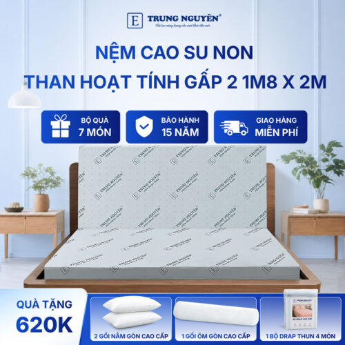 Nệm cao su non hoạt tính Trung Nguyên gấp 2 1m8 x 2m 1.1