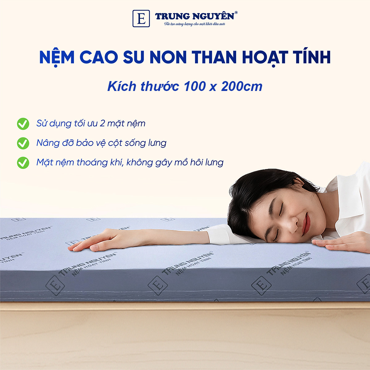 Đệm 1m x 2m bằng chất liệu cao su non