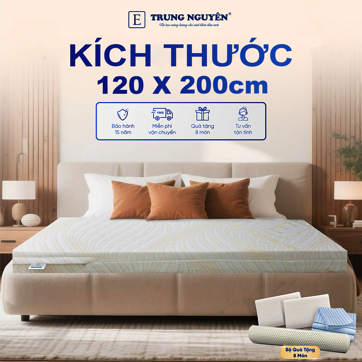 Kích thước nệm 1m2x2m phù hợp cho 2 người ngủ Kích thước nệm 1m2x2m phù hợp cho 2 người ngủ