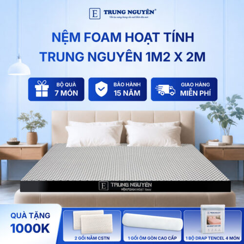 Nệm foam hoạt tính Trung Nguyên 1m2 x 2m 50