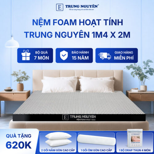 Nệm foam hoạt tính Trung Nguyên 1m4 x 2m 1.1
