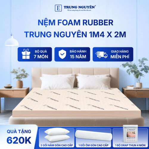 Nệm rubber foam Trung Nguyên 1m4 x 2m 1.1