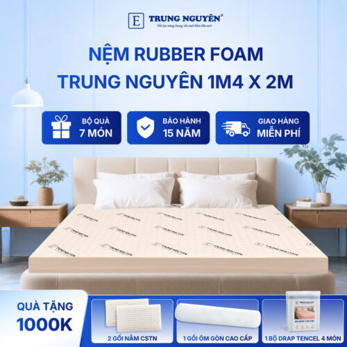 Nệm rubber foam Trung Nguyên 1m4 x 2m 50