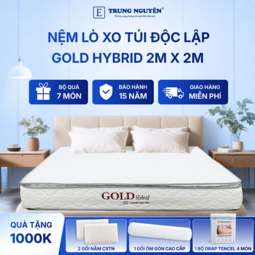Nệm lò xo túi độc lập gold hybrid Trung Nguyên 2m x 2m 60