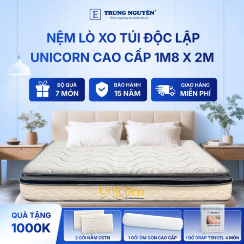 Nệm lò xo túi độc lập unicorn Trung Nguyên 1m8 x 2m 60