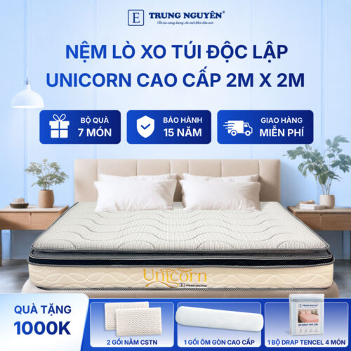 Nệm lò xo túi độc lập unicorn Trung Nguyên 2m x 2m 60