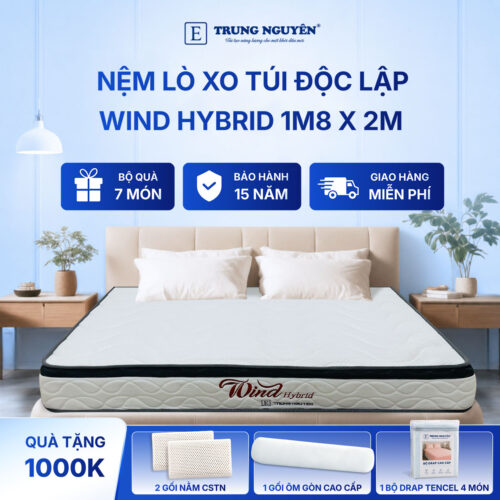 Nệm lò xo túi độc lập wind hybrid Trung Nguyên 1m8 x 2m 60