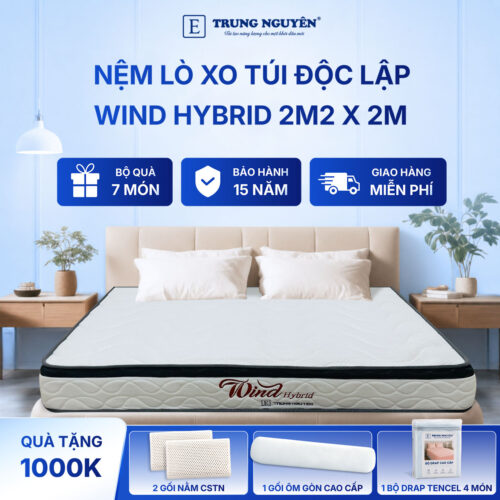 Nệm lò xo túi độc lập wind hybrid Trung Nguyên 2m2 x 2m 60
