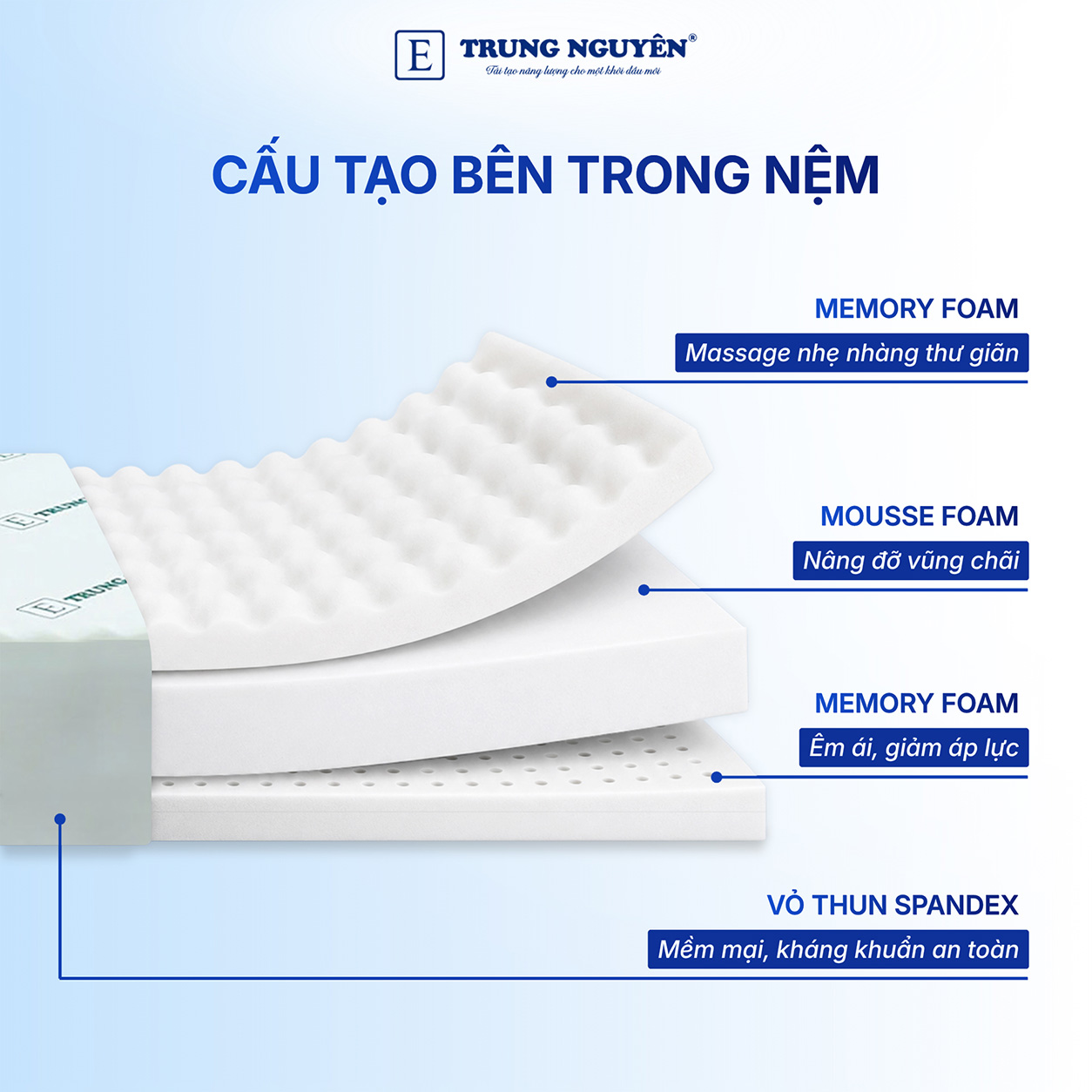 Mặt cắt cấu tạo của nệm