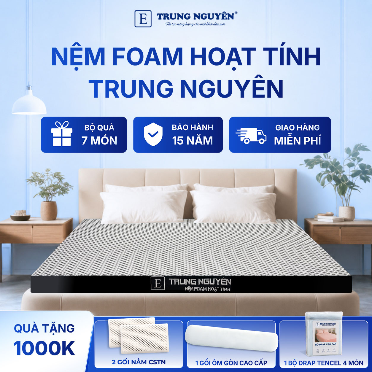 Nệm foam hoạt tính Trung Nguyên 21