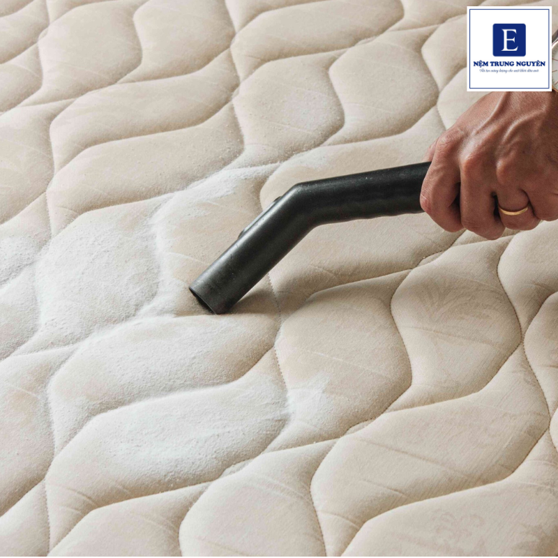 Hút bụi bề mặt nệm giúp loại bỏ bụi bẩn, tóc và các mảnh vụn nhỏ trước khi tiến hành vệ sinh sâu