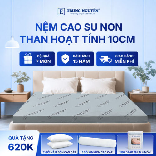 Nệm cao su non hoạt tính 10cm Trung Nguyên