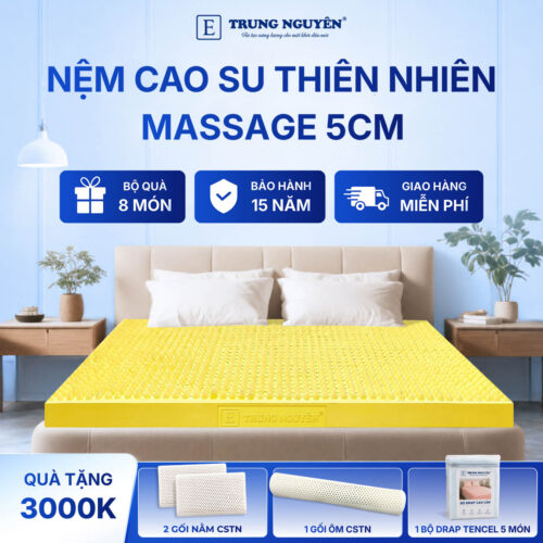 Nệm Cao Su Thiên Nhiên Trung Nguyên Massage 5cm