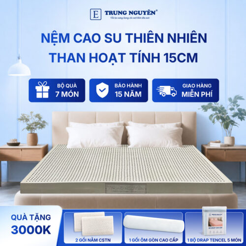 Nệm cao su thiên nhiên Trung Nguyên than hoạt tính 15cm 60