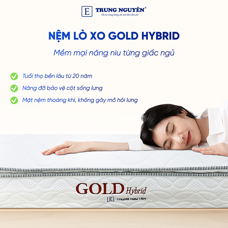 Nệm lò xo túi độc lập Gold Hybrid Trung Nguyên