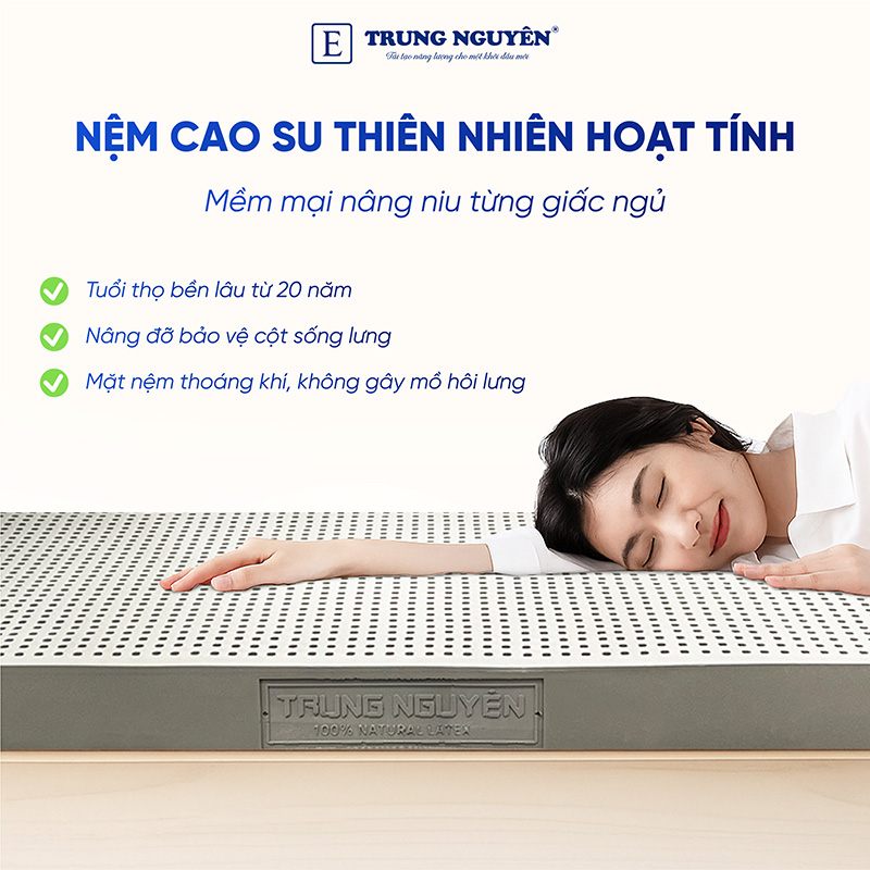 Nệm Cao Su Thiên Nhiên Trung Nguyên Than Hoạt Tính