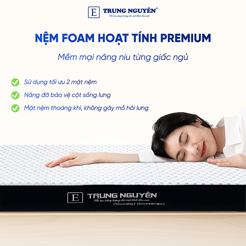 Nệm Foam Hoạt Tính Premium Trung Nguyên