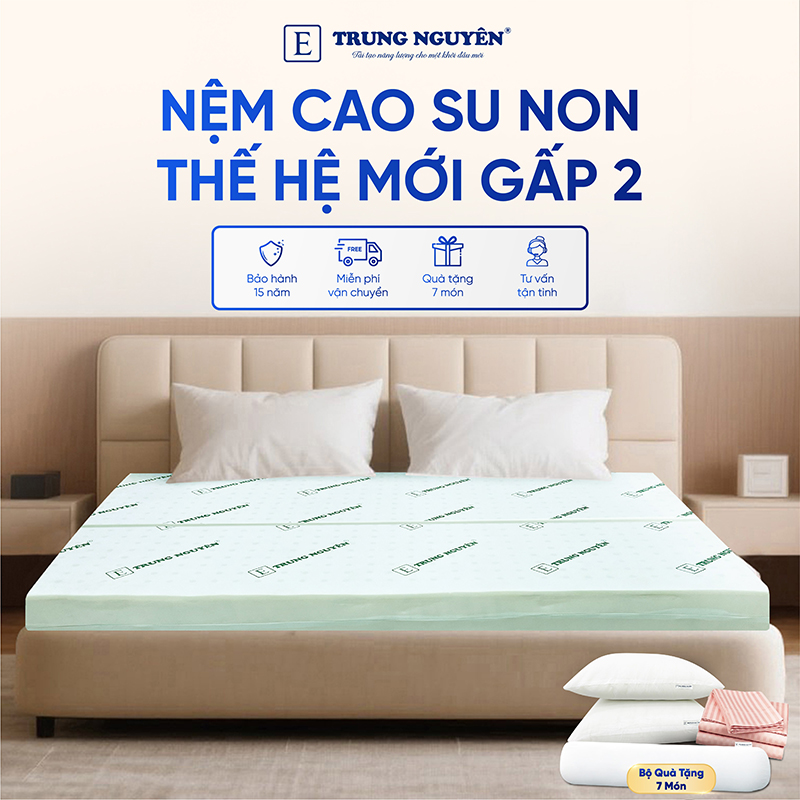 Nệm cao su non Trung Nguyên gấp 2